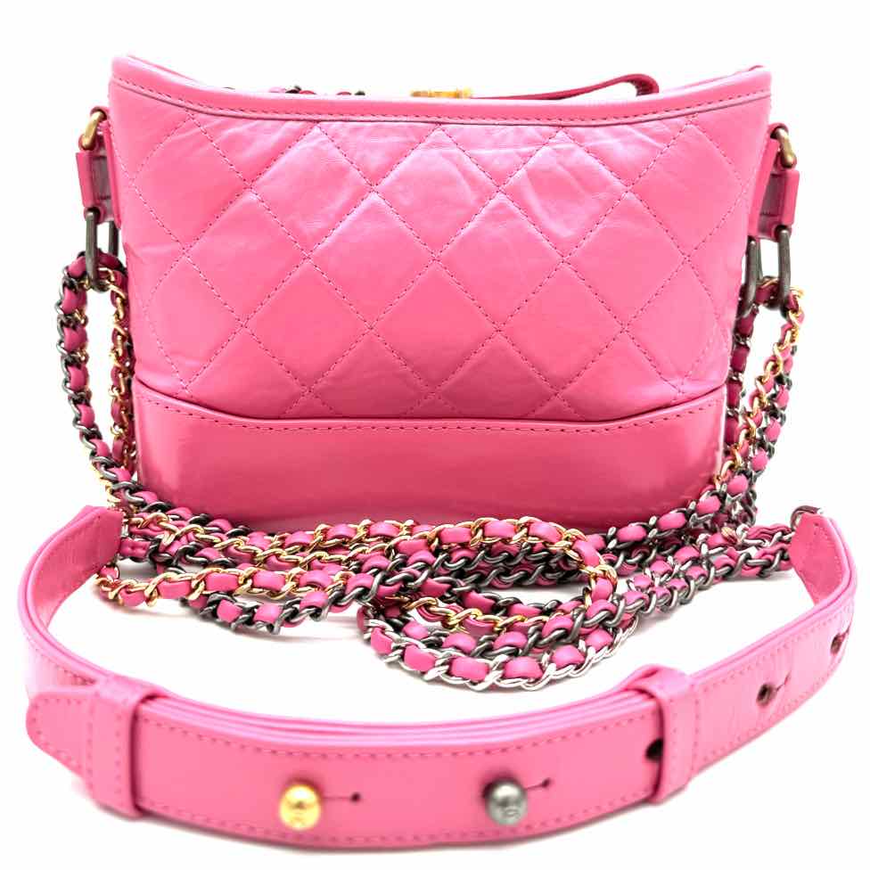 Chanel Aged Calfskin Quilted Small Gabrielle Hobo Bag Pink