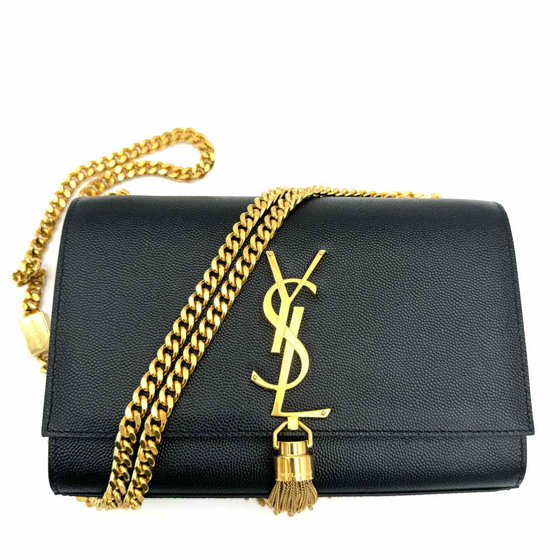 SAINT LAURENT Small Kate Tassel Chain Bag Black Gold HW (Pre-Owned)